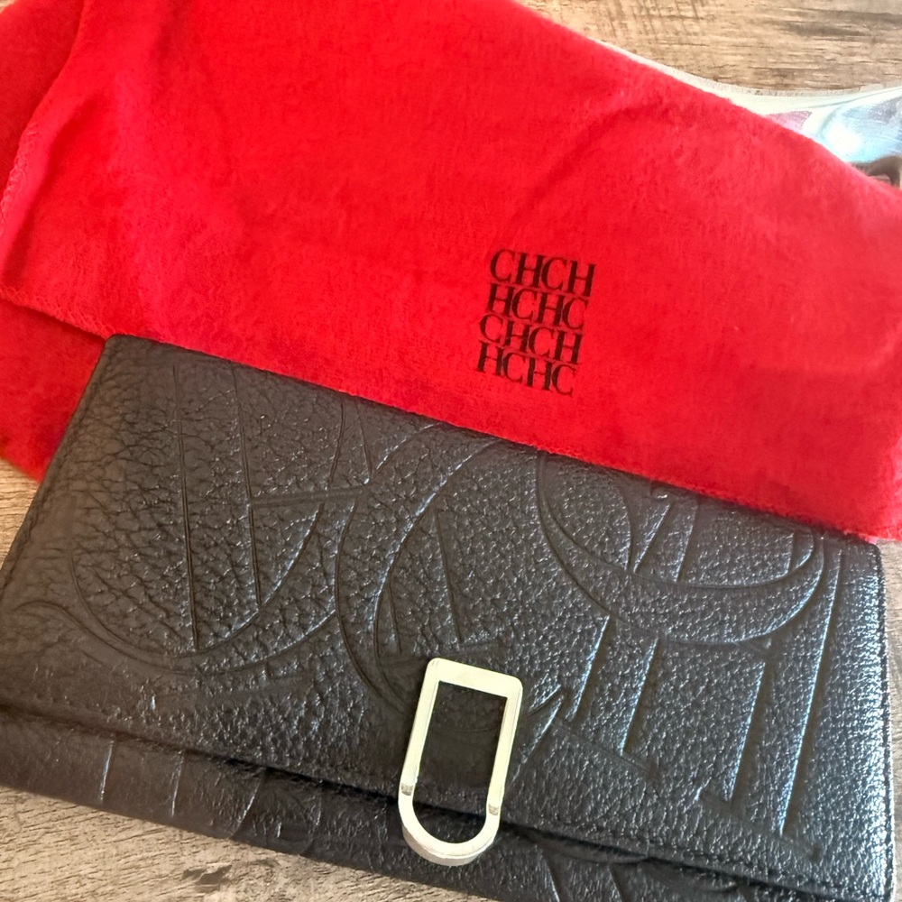 Carolina Herrera Textured Black Clutch